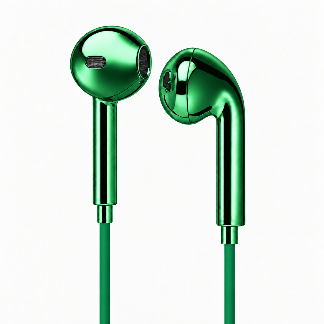 Chroms Pine Green chrome wired earbuds — green mirror finish