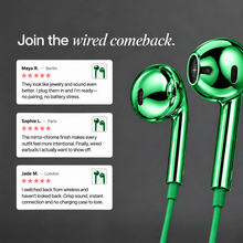 Pine Green Chroms wired earbuds lifestyle view