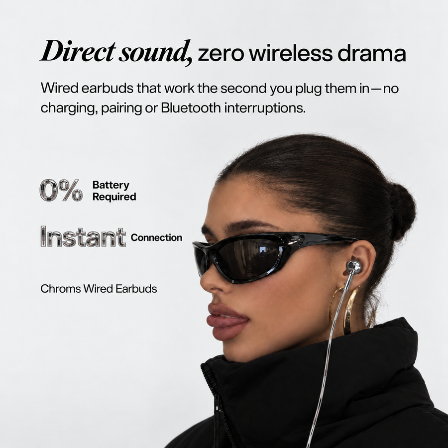 Phantom Clear transparent Chroms wired earbuds close-up on clear housing
