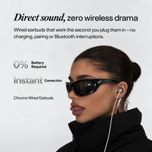 VVS Diamond iced-out Chroms wired earbuds close-up on crystal chrome housing