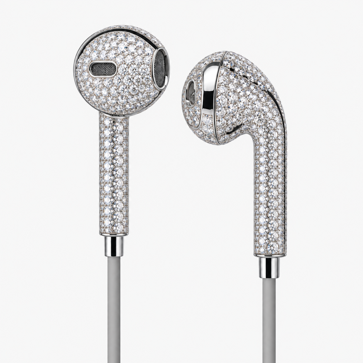 Chroms VVS Diamond iced-out chrome wired earbuds