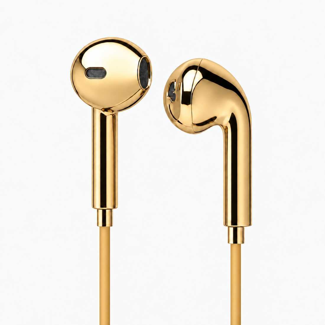 Chroms Gold Haze chrome wired earbuds — gold mirror finish