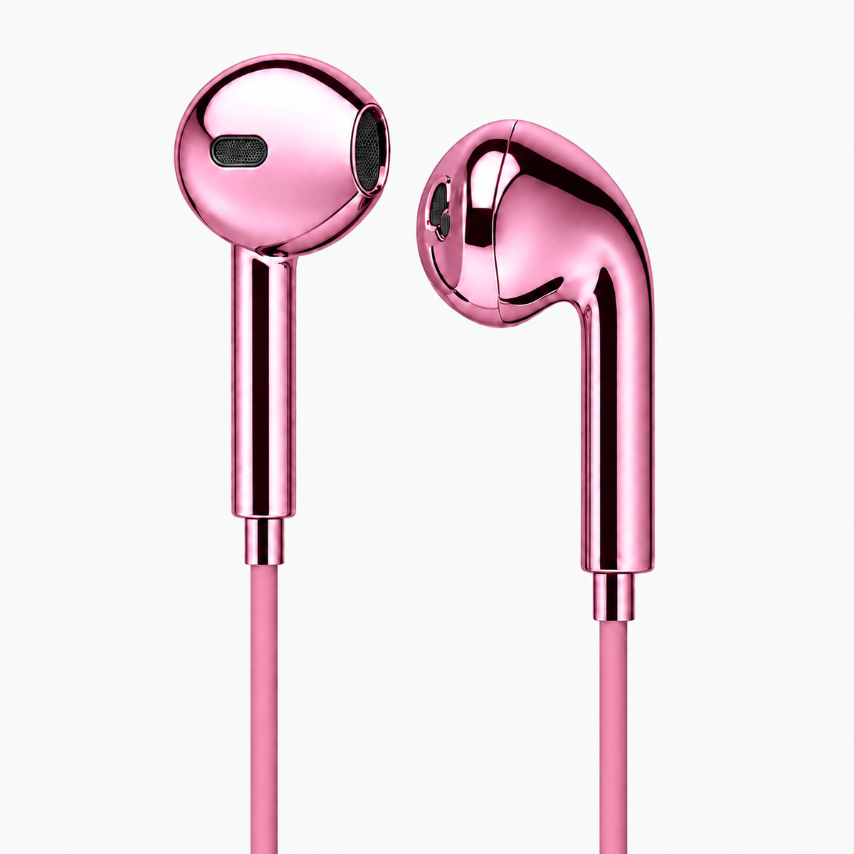 Chroms Cabana Pink chrome wired earbuds — pink mirror finish