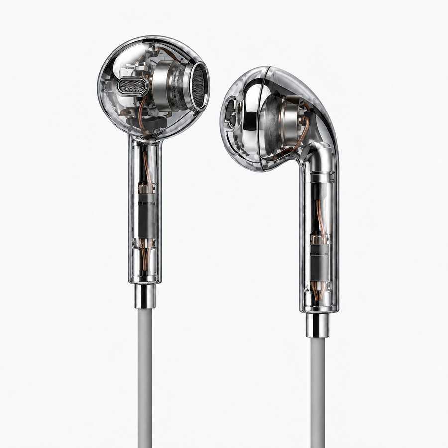 Chroms Phantom Clear transparent wired earbuds